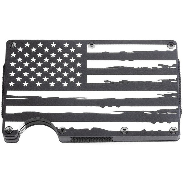CobraTec American Flag Aluminum RFID Wallet with Money Clip - Black