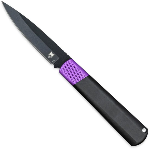 CobraTec Gideon Hidden Release OTF Knife with Black and Purple Finish - Part Number CTGHRBPB