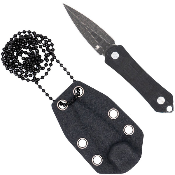 CobraTec Guardian Neck Knife Dagger Small Black - Compact EDC Knife with G-10 Handle and D2 Blade
