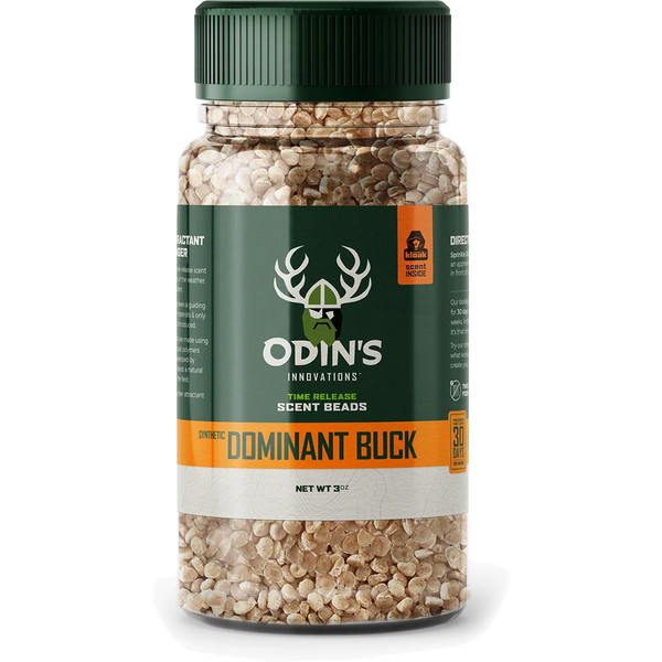 Odin's Innovations Dominant Buck Scented Beads 3 oz Bottle * Trophy-Grade Whitetail Deer Urine Scent for Hunting