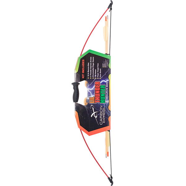Carbon Express Lil Thunder Hunter Bow Kit for Young Archers - 10lb Recurve Bow with Accessories