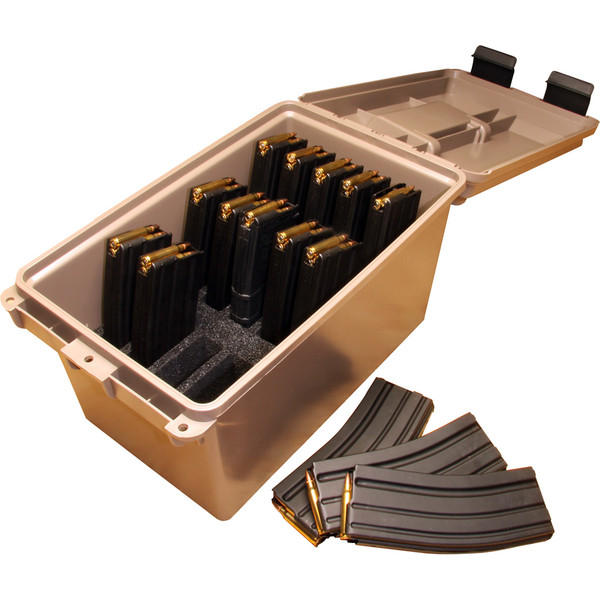 MTM Tactical Mag Can Holds 15 AR-15 Magazines in Dark Earth Finish