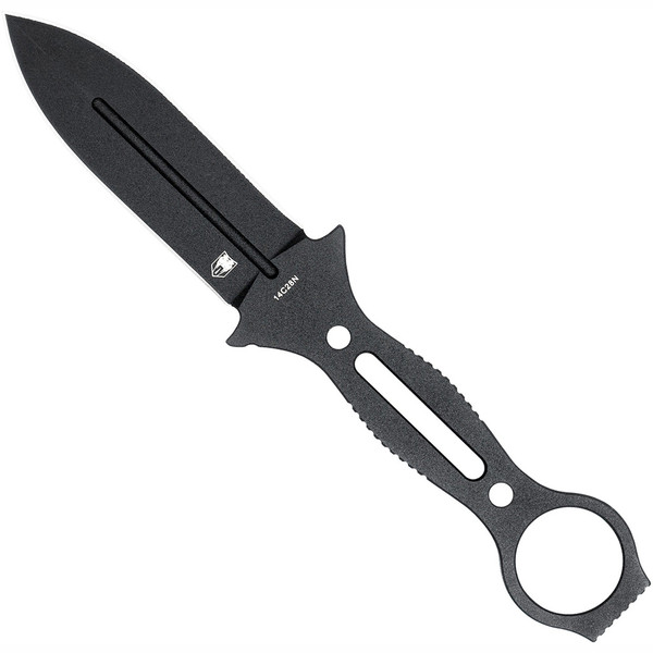 CobraTec Ringed Claymore Dagger Fixed Blade Knife in Black (Part #CTRCLMDAGNSBLK)