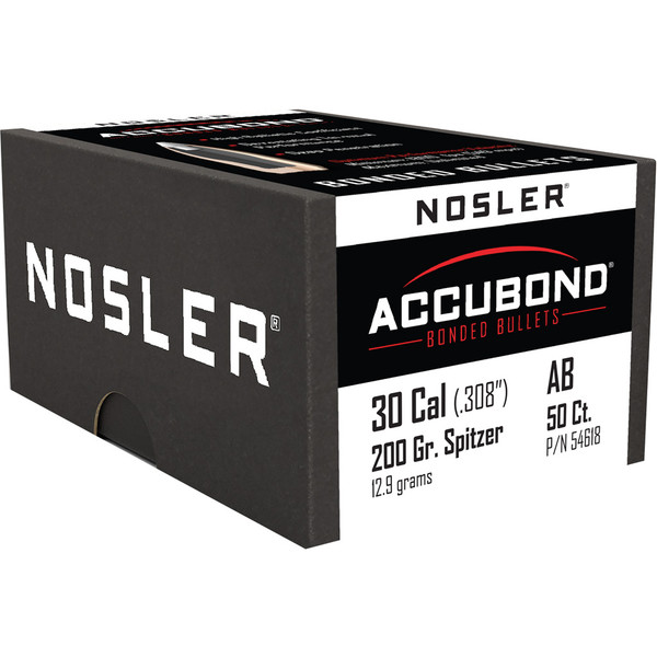 Nosler AccuBond .30 Caliber 200 Grain Spitzer Point Bullets (50 Pack)