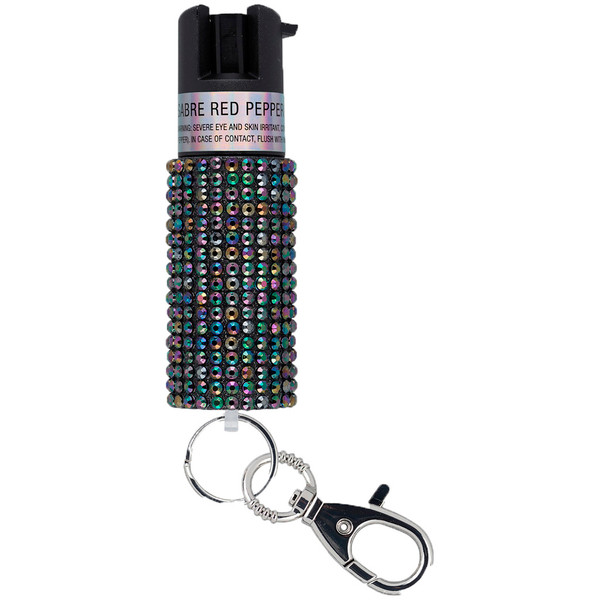 Sabre Jeweled Pepper Spray with Snap Clip - Black, Part Number KR-J-BK-02