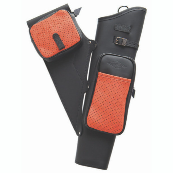 Neet NT-2100 Leather Target Quiver for Right-Hand Use with Orange Pockets
