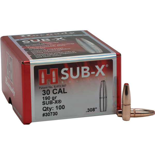 Hornady Sub-X Bullets 30 cal. .308 190 gr. Sub-X - 100 Pack
