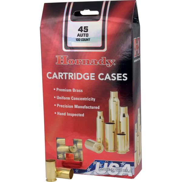 Hornady Unprimed Brass 45 ACP, 100 Pack - Reliable Quality for Reloading