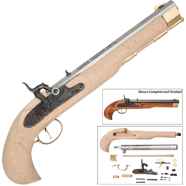 Traditions Kentucky Pistol Kit Hardwood .50 Caliber - Unassembled Kit for Handgun Enthusiasts