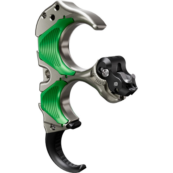 Tru Ball Aileron HBC Flex 3-Finger Medium Release in Green and Silver Brass - Model THAF-GRQS-M