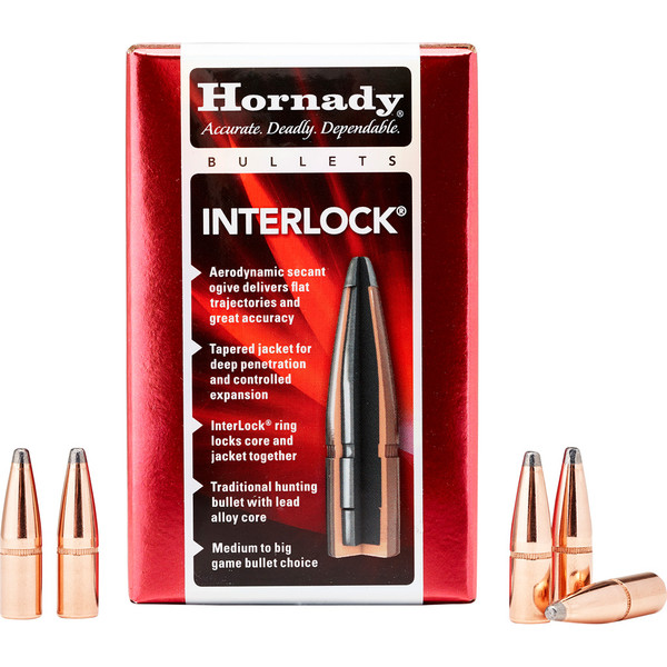Hornady Traditional Rifle Bullets 30 Cal .308 165 gr. BTSP Interlock - Reliable Hunting Ammo