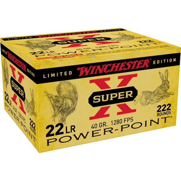 Winchester Super-X .22 LR Rimfire Ammo - 40 Grain Power Point, 222 Rounds