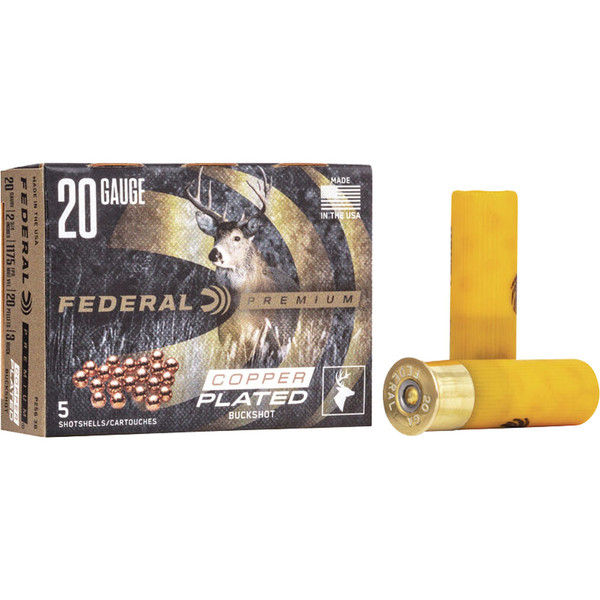 Federal Premium Vital Shok 20 Gauge Shotgun Ammo - 3 Buck 2.75 inch, 20 Pellets, 5-Round Pack