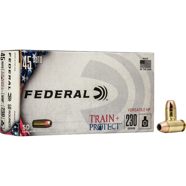 Federal Train + Protect Pistol Ammo 45 ACP 230 Grain VHP - 50 Rounds
