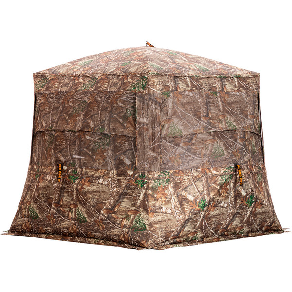 Rhino Blind Low Hub Mossy Oak Country 300D Hunting Blind with Expansive 72x72 Floor Space