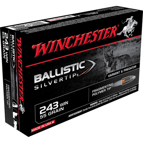 Winchester Ballistic Silvertip Rifle Ammo 243 Winchester 55 Grain, 20 Rounds