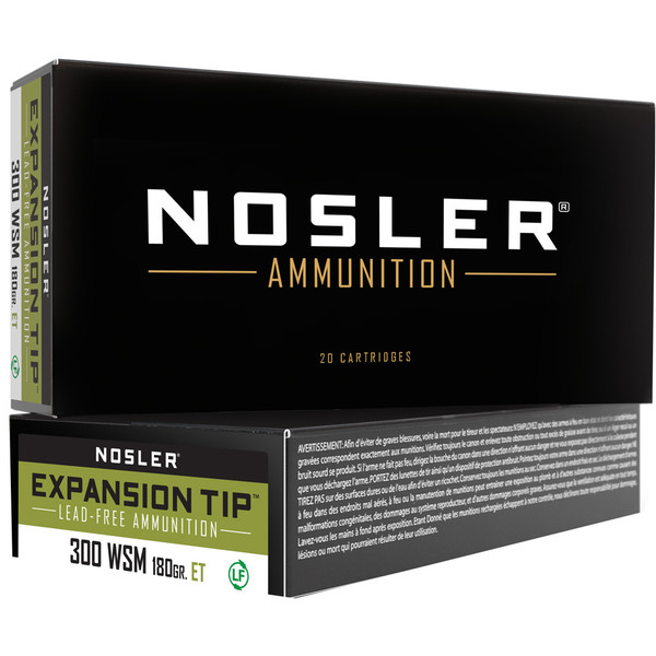 Nosler Expansion Tip Rifle Ammunition 300 WSM, 180 Grain - 20 Rounds