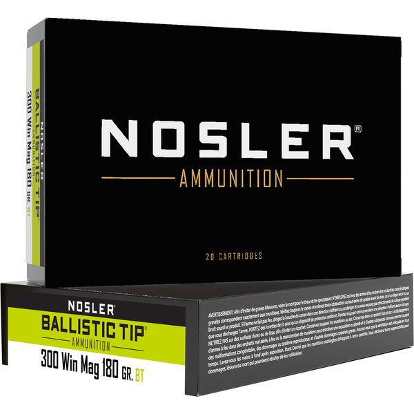 Nosler Ballistic Tip Rifle Ammunition 300 Winchester Magnum 180 Grain - 20 Rounds