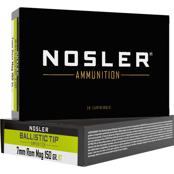 Nosler Ballistic Tip Rifle Ammunition 7mm Remington Magnum 150 Grain - 20 Rounds