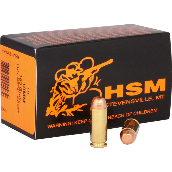 HSM Training Handgun Ammunition 10mm Auto FMJ 180 gr. – 50 Rounds