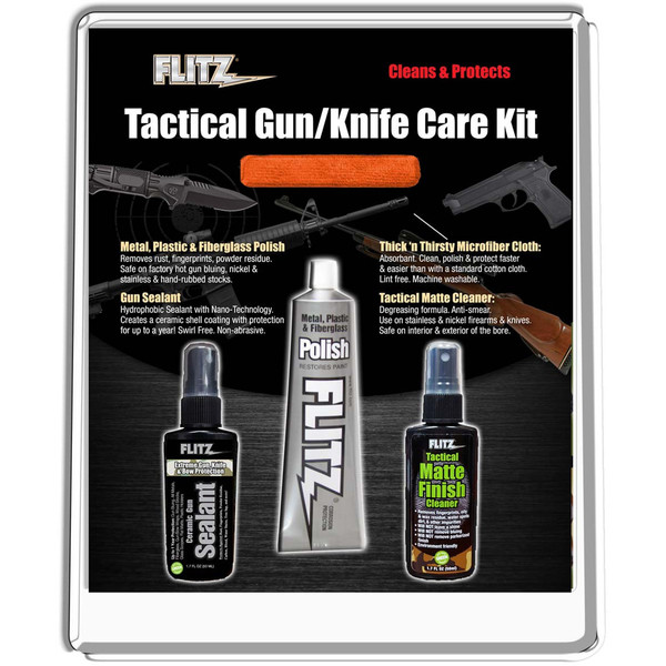 Flitz Tactical Gun and Knife Care Kit with Polish, Sealant, and Microfiber Cloth