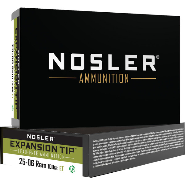Nosler Expansion Tip Rifle Ammunition 25-06 Remington, 100 Grain, SP, 20 Rounds