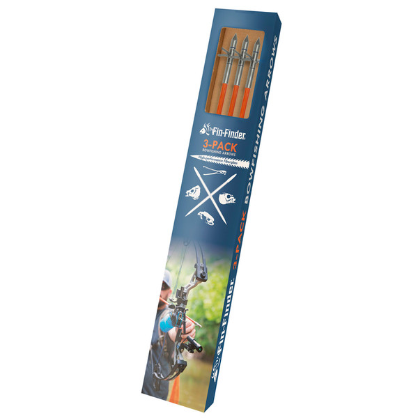 Fin Finder Raider Pro Bowfishing Arrow with Slide and Kraken 3 Barb Points - Orange, 3 Pack