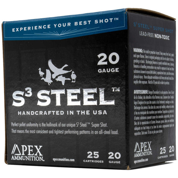 Apex Ammunition Waterfowl S3 Steel Shotgun Ammo 20 Gauge 3 Inch 1 oz #2 – 25 Rounds
