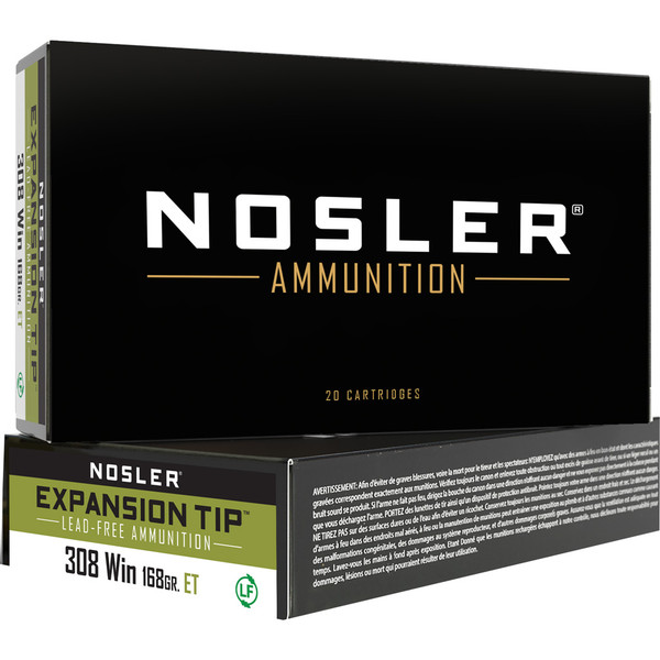 Nosler Expansion Tip Rifle Ammunition 308 Winchester 168 Grain ET SP - 20 Rounds