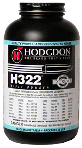 Hodgdon H322 1-pound Powder Canister for Reloading Accuracy