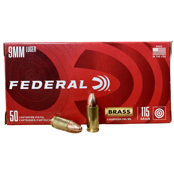 Federal Champion 9mm Luger Bulk Training Pistol Ammo - 115 Grain FMJ, 500 Rounds (Part # C9115A500)