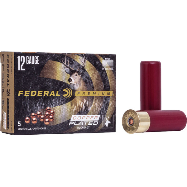 Federal Premium Vital Shok 12 Gauge 3-Inch 000 Buckshot Shotgun Ammo, 5-Round Box