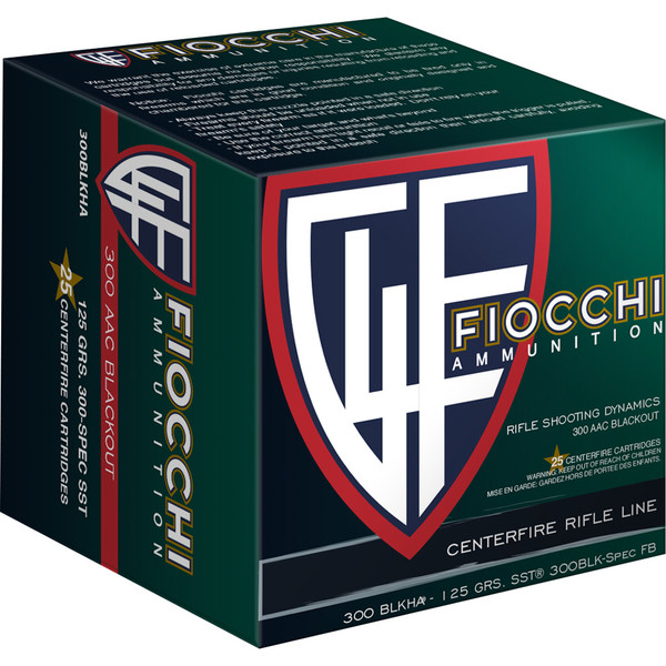 Fiocchi Hyperformance Hunt Rifle Ammo 300 Blackout 125 Grain SST, 25 Rounds