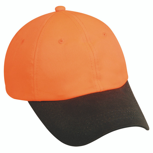Outdoor Cap 6 Panel Waxed Cotton Hat with Blaze Orange and Brown Colors