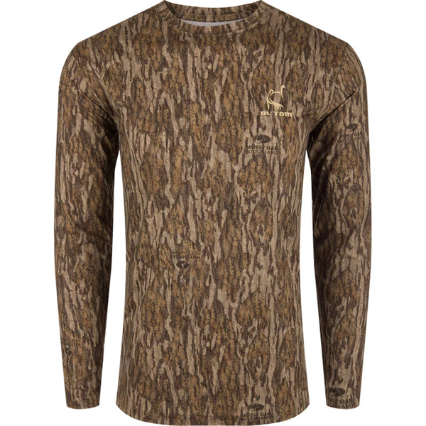 Drake Waterfowl Ol' Tom Performance Crew Camo Print Long Sleeve MO Bottomland Medium