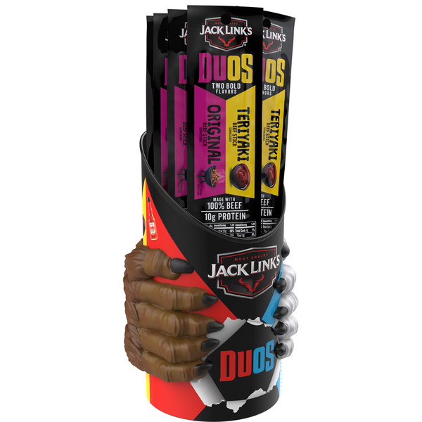 Jack Link's 1.84 oz Beef Stick Duos Mug Display – Original & Teriyaki Flavors, 40 Count
