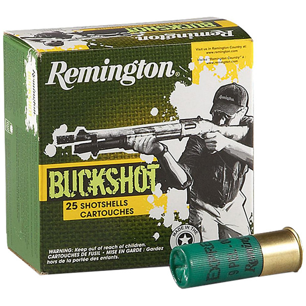 Remington Express Buckshot Loads 12 Gauge 2.75 Inch 00 Buckshot with 9 Pellets – 25 Rounds