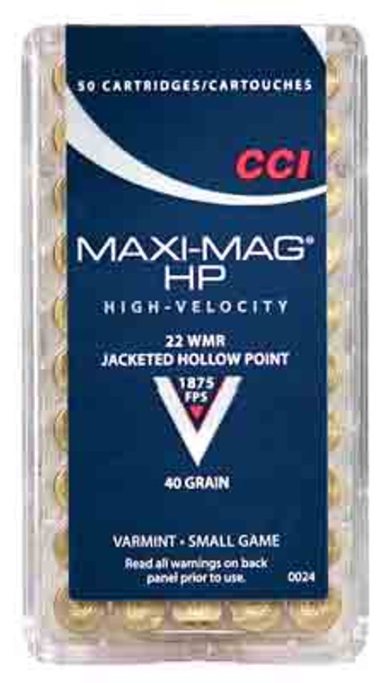 CCI Maxi-Mag 22WMR 40GR JHP - High Velocity Ammunition