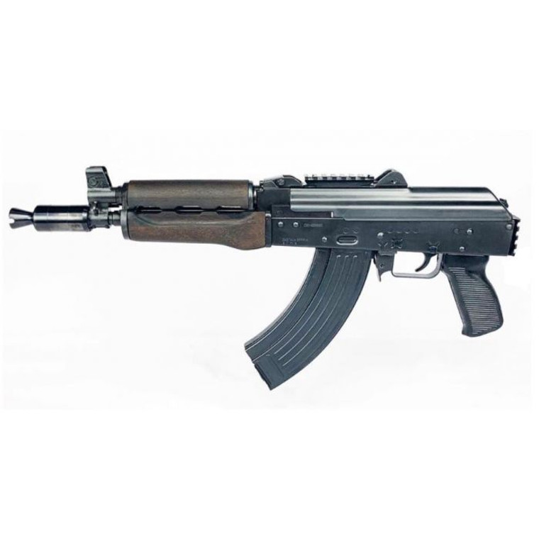 "Zastava ZPAP92 AK-47 Pistol BULGED TRUNNION 1.5MM RECEIVER - Stained Wood Handguard | 7.62x39 | 10"" Chrome Lined Barrel | Booster Brake | Rear Trunnion Picatinny Rail"