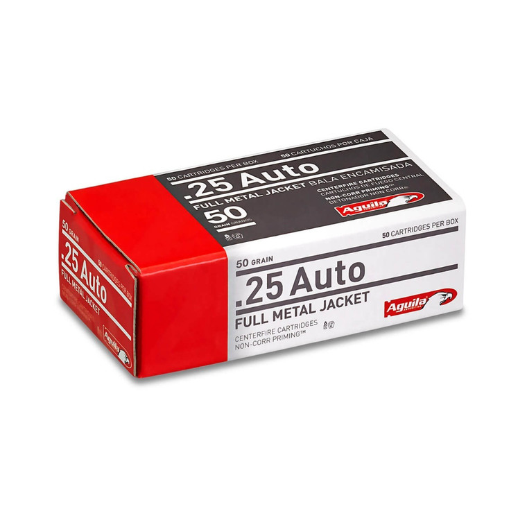 Aguila .25 Auto Handgun Ammo - 50 Grain FMJ | 50rd Box | Part Number 1E252110