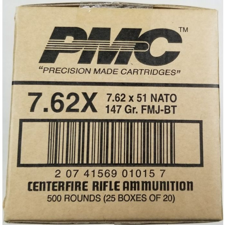 PMC Ammunition X-TAC 7.62 NATO Rifle Ammo - 147 Grain FMJ-BT | 500rd Case