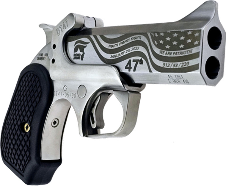 Bond Arms DT47 Trump Limited 45LC/410 Break Action Handgun with Custom Engraved Barrel and Satin Finish