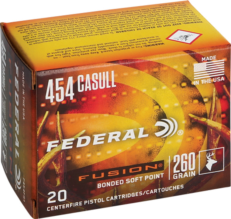 Federal Fusion .454 Casull 260 Grain Soft Point Ammunition - Reloadable