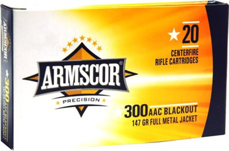 ARMSCOR 300 AAC Blackout 147-Grain FMJ Ammunition * Reliable Full Metal Jacketed Rounds