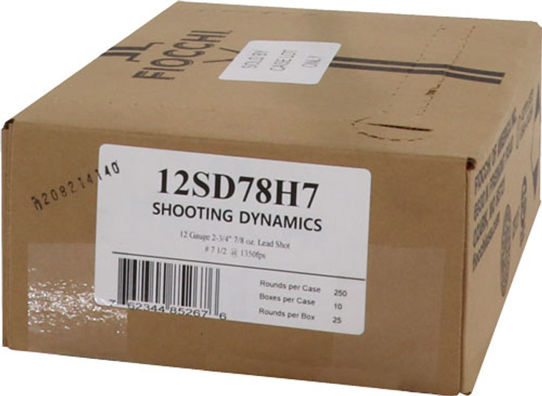 Fiocchi 12 Gauge 2.75-inch Shotgun Shells with #7.5 Lead Shot - 7/8 oz, 1350 FPS