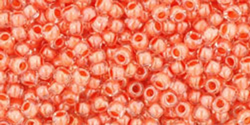 Toho Seed Bead 11/0 Round #54 In-Crystal/Salmon Lined 20 gm