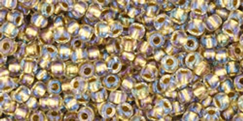 Toho Seed Beads 11/0 Rounds #112 In-Crystal/Gold-Lined  50 gram pack
