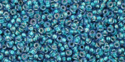 Toho Seed Beads 6/0 Round In-Rainbow Crystal/Green Teal Lined