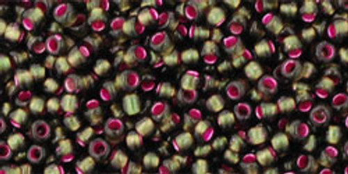 Toho Seed Bead11/0 Round #194 Silver-Lined Olivine/Pink Lined 50g
