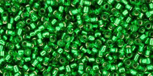 Toho Seed Beads 15/0 Rounds Silver-Lined Grass Green Toho Seed Beads 15/0 Rounds Silver-Lined Grass Green